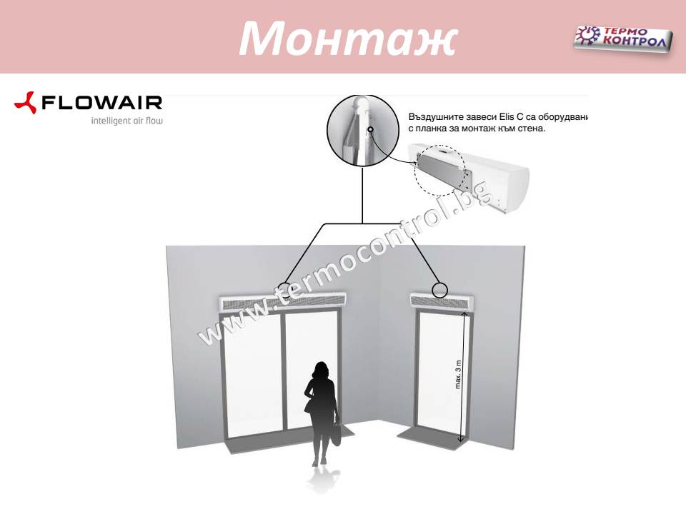 Топловъздушна завеса Flowair тип ElisC-E150 с електрически нагревател