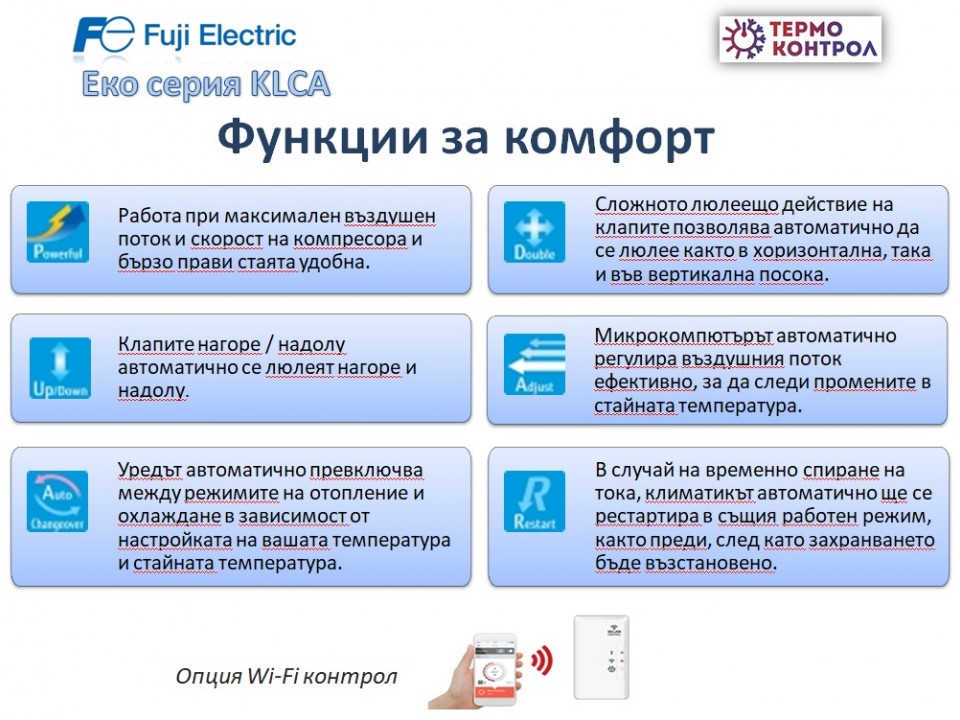 Fuji Electric Еко серия Стенен тип инвертор, RSG24KLCA капацитет 24 000 Btu, R32, 7.1 kW