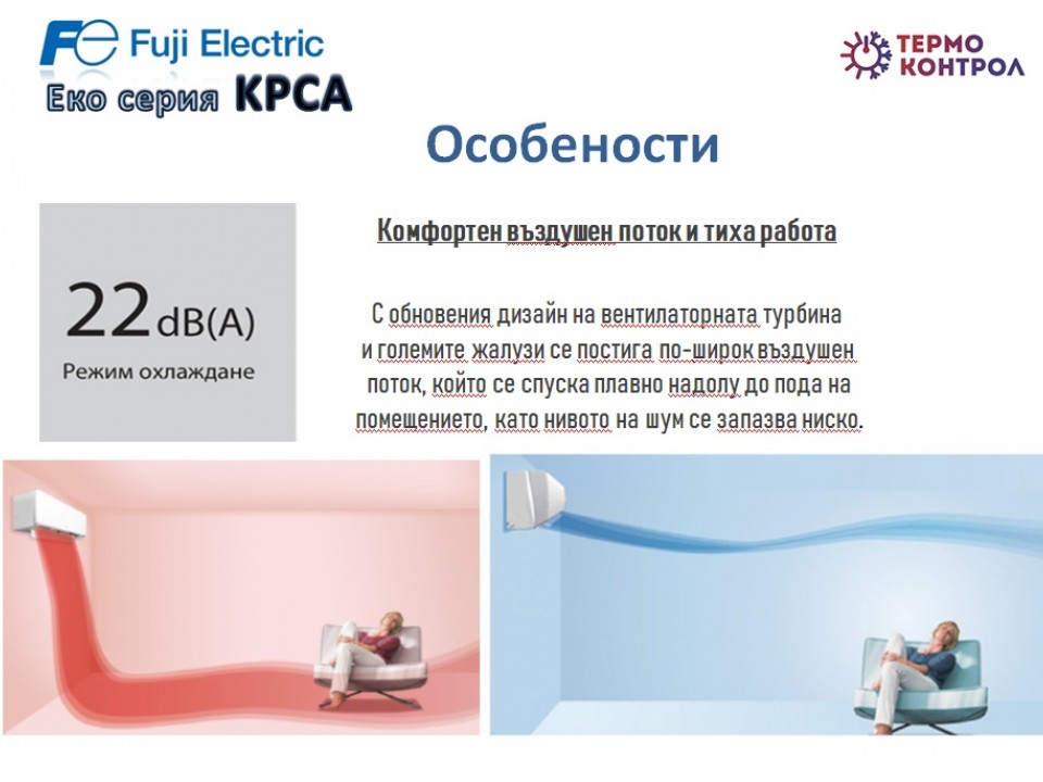 Fuji Electric Еко серия Стенен тип инвертор,  RSG09KPCA капацитет 9 000 Btu, R32, 2.5 kW