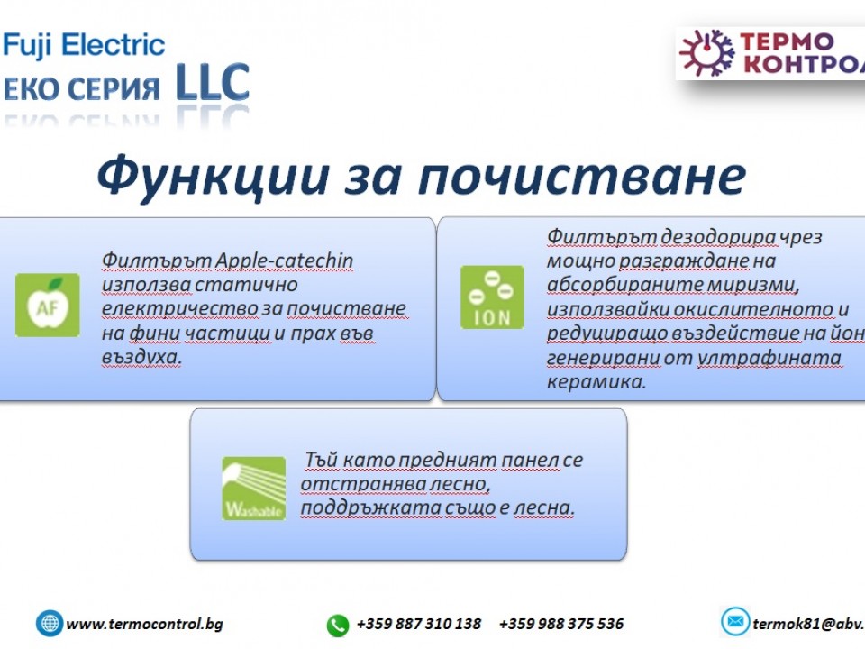 Fuji Electric Стенен тип инвертор, RSG09LLCC капацитет 9 000 Btu, R410A, 2.5 kW
