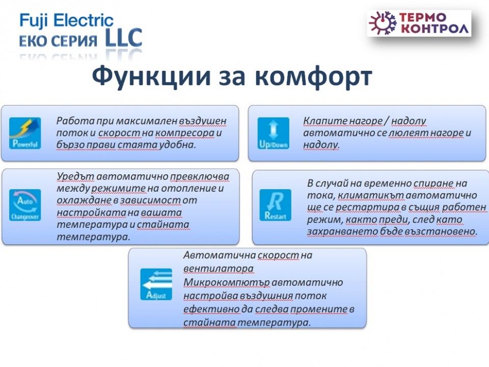 Fuji Electric Стенен тип инвертор, RSG09LLCC капацитет 9 000 Btu, R410A, 2.5 kW