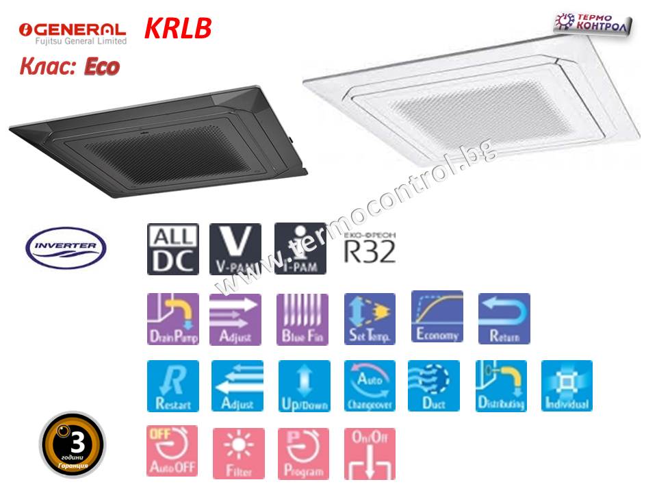 Циркулационна касета за скрит таванен монтаж, Fujitsu General AUXG18KRLB/AOHG18KATA клас ECO