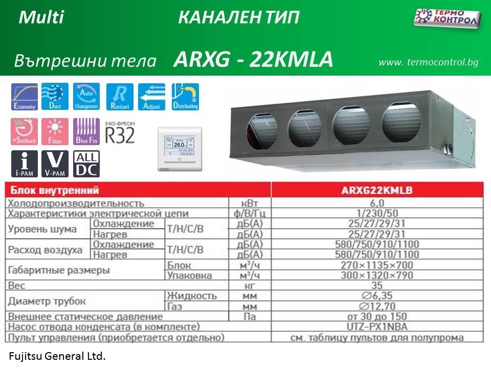 Инверторно  мулти оборудване Fujitsu General AOHG36KBTA5   до пет помещения