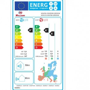 Williams, серия Forest Стенен тип инвертор MSAFBU-09HRDN8-QRD0GW, капацитет 9 000 Btu, 2.8 kW