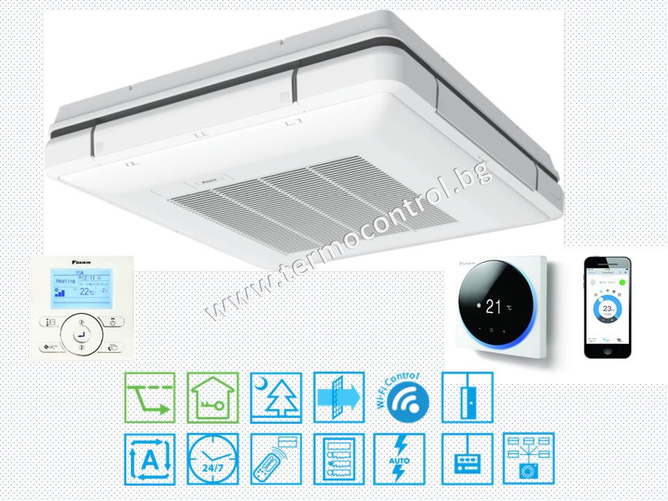 Daikin Четири посочен таванен   Sky Air Advance  FUA125A  RZASG125MY1, 3 Phase, 42 000 Btu,12.5 kW, Професионално инверторно оборудване